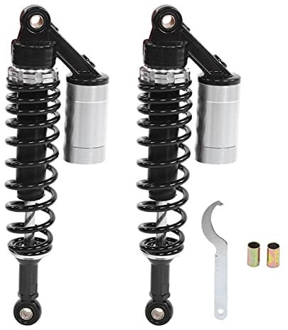 Aramox Motorrad Stoßdämpfer, Stoßdämpfer Hinten, Paar 340mm Universal Motorrad Stoßdämpfer Feder Hinten für ATV SUV(Schwarz und Silber)