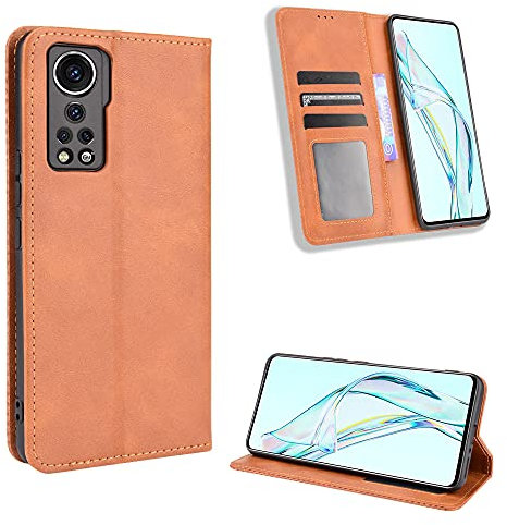 BellaCase ZTE Axon 30 5G Coque [Étui Portefeuille] [Fonction Support] [Slots pour Cartes] [Couverture à Rabat Magnétique] Compatible avec Le Smartphone ZTE Axon 30 5G(Marron)