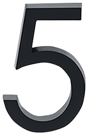 Zayookey Self-Adhesive Mailbox Numbers Modern House Address Number Black 3D Door Number Stickers for Street Sign Hotel Apartment Home Number 2.36 Inch (House Number 5)