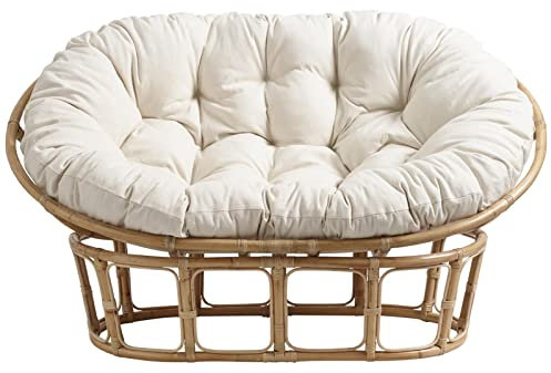 TDHLW Großes Doppel Papasan Sitzkissen Outdoor Wasserdicht Papasan Chair Cushion Hängend/Ei/Schaukel/Hängematte Stuhlkissen Verdicken Komfortable Weiche Garten Stuhlauflage,Weiß,65 * 45 in