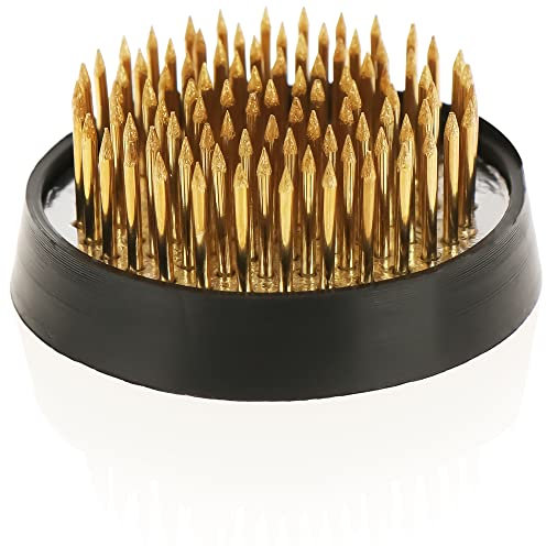 com-four® Steckigel aus Metall - Kenzan für Frischblumen - Bastelzubehör - Floristikutensil für Blumenarrangements - Blumenigel (1 Stück - goldfarben)