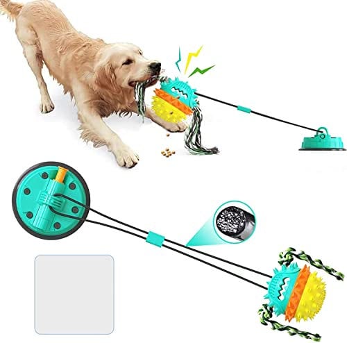 Dog Toy with Vacuum Suction Cup, Indestructible Interactive Dog Toy, Multifunction Molar Snack Balls, for Medium/Large Dogs