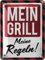 LANOLU Retro Blechschilder Grillen - MEIN GRILL MEINE REGELN - BBQ Grill Retro Deko - Grillplatz Schild Garten - Geschenk für Papas Grillecke Schild - Schilder mit Sprüchen, 15x20 cm