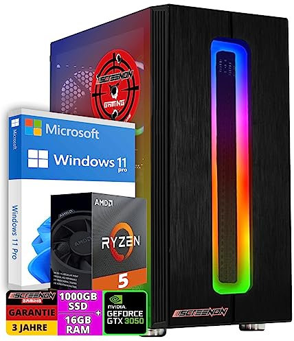ScreenOn Gaming PC Ryzen 5 5600G • RTX 3050 8 GB Grafikkarte • 16 GB RAM DDR4 3200 MHz • 1000 GB m.2 • Windows 11 Pro • WLAN 300 MBit/s • Gaming PC Computer mit 3 Jahren Garantie!