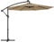 SONGMICS Sonnenschirm mit LED-Solar-Beleuchtung, Ampelschirm 300 cm d, 32 LED-Lämpchen, mit Ständer, Sonnenschutz Balkon, Balkonschirm, UPF 50+, mit Kurbel, für Terrasse, Garten, taupe GPU118K01