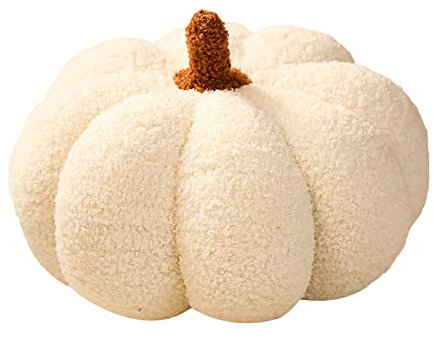 Aunaeyw Kürbis Wurfkissen Super Flauschiger Plüschkürbis Plüschtier Halloween Kürbis Dekokissen Kissen Heimdekoration Halloween Party Favors (7.8 inch, Beige)