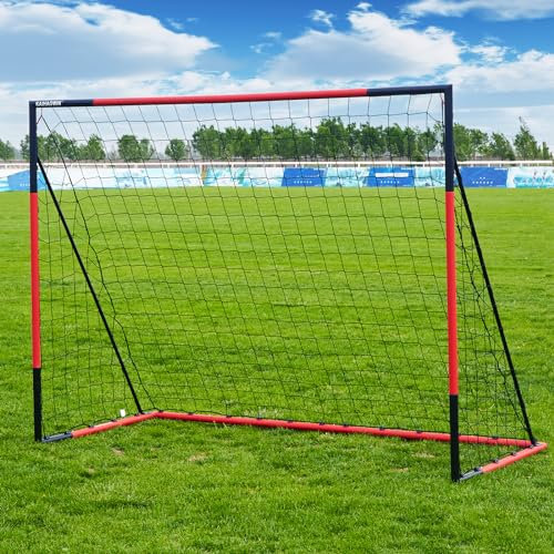 KAIHAOWIN Porte da Calcio 244×183×107 cm, Porte da Giardino Con Struttura in Acciaio, Montaggio Rapido di Reti da Calcio per Bambini e Adulti, Porte per L'allenamento Sportivo Indoor e Outdoor