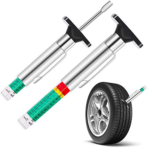 Molain Calibro Profondità Battistrada per Pneumatici, Confezione da 2 Calibro Profondità Pneumatici con Codice Colore 32nds/25mm Strumenti di Misurazione Accurata della Profondità del Battistrada