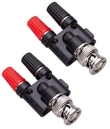 Alnicov 2 STÜCKE BNC-Stecker auf 2 x 4 mm Dual-Bananenbuchse Anschlussklemme Audio-Adapter-Anschluss