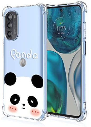RankOne Custodia per Telefono Adatta per Motorola Moto g62 5G (6.5 Inches) Custodia con Disegno a Colori in Silicone TPU Trasparente - Panda