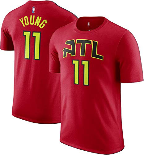 NBA Jungen Jugend 8-20 Offizielle Spieler Name & Nummer Game Time Performance Polyester T-Shirt, Trae Young Atlanta Hawks Rot, XL