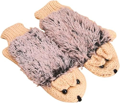 FLYIFE Unisex-Erwachsene Handschuhe Womens Winterhandschuhe Igel Einfache Form Warmer Outdoor Bezaubernde Baumwollhandschuh Strickhandschuhe/Beige/M