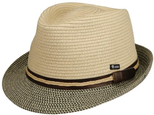 Lipodo Montenovo Trilby Strohhut Mehrfarbiger Hut Klassische Form Herren Made in Italy Frühjahr Sommer beige-grün S (54-55 cm)