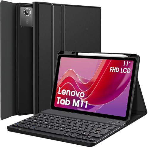 Nanhent Clavier Coque pour Lenovo Tab M11 11 Pouces 2024 (TB330FU/TB330XU) Tablette, AZERTY Français Amovible Bluetooth sans Fil Clavier Étui Housse (M11 1st Gen)