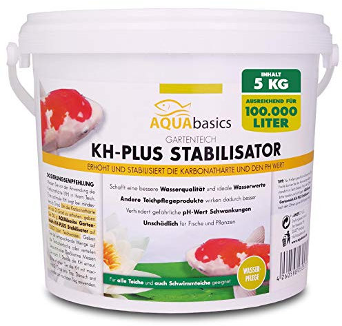 AQUAbasics Gartenteich KH-Plus Stabilisator sichert stabile und lebensnotwendige Wasserwerte im Teich - stabile Karbonathärte sichert auch den pH-Wert, Größe:5 kg