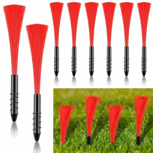 Vertintong 8 Pcs Ground Markers Property Line Markers Screw in Ground Markers 13 Inch Red Survey Markers Survey Stakes Marking Whiskers with Nails for Lawn Landscape Marking Sprinkler Irrigation