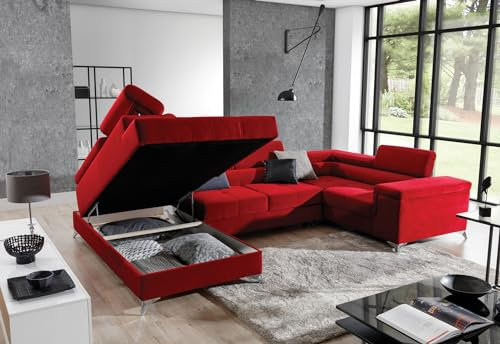 VIENNA INTERNATIONAL FURNITURE Modell „Thiago“ ECKSOFA IN U-Form IN ROT