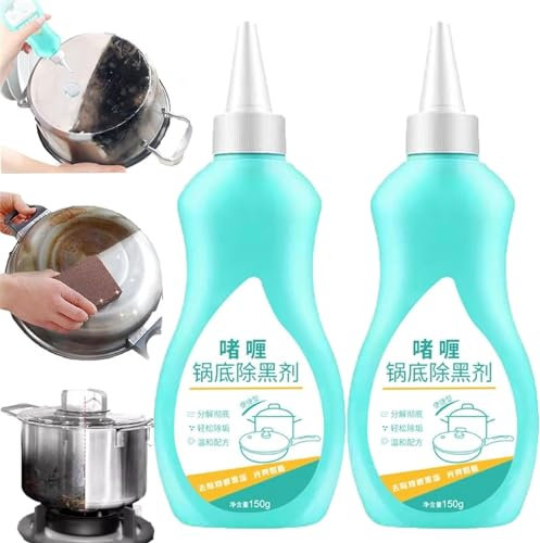 zzqclp Limpiador de Gel mágico para ollas y sartenes,Gel Limpiador de Fondo de Olla Negro, Limpiador de Escamas Negro para Fondo de Olla,Limpiador de Acero Inoxidable para ollas y sartenes