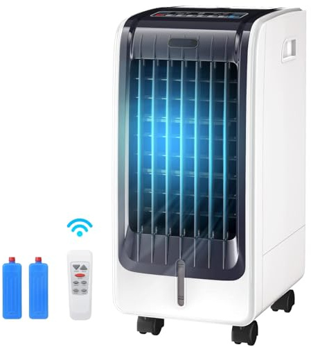 RELAX4LIFE 4 in 1 Raffrescatore d'Aria Evaporativo con Telecomando, Ventilatore, Umidificatore, Serbatoio Acqua 6L e Timer 8H