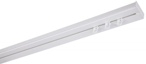 Mon Mobilier Design SIMI Rail de Plafond Tringle en PVC pour Rideaux à Crochets Blanc Monorail Droit 120 cm