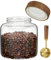 Foyofly Large Glass Coffee Storage Jar with Spoon Clear Coffee Container Sealed Food Canister Transparent Grain Cereals Tank for Spices Sugar Coffee Bean Biscuits Candies Flour Tea(1200ml/40fl oz)
