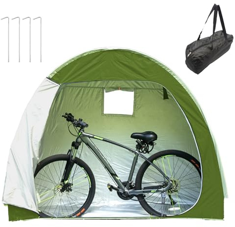 Bike Tent for Outdoor Storage, 210D Oxford Cloth Shelter For Storing Garden Accessories and Bicycles, Portable Foldable Garage (Green)
