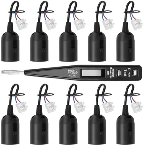YEXATI E27 Screw Lamp Socket - 10 Pack Black, Waterproof & Heat Resistant for Lamp Shades, DIY Projects