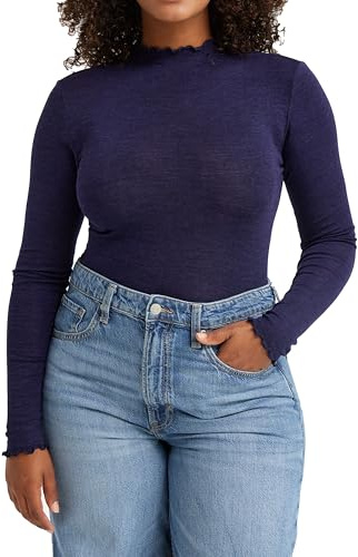 Dilling Shirt mit Stehkragen aus Merinowolle/Seide für Damen - Dunkelnavy 46