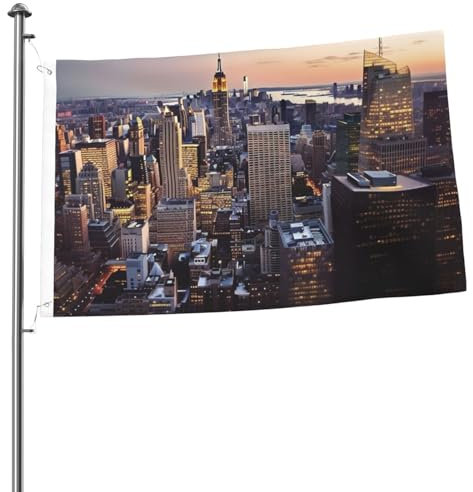 Flagge, 2 x 90 cm, Banner mit 2 Ösen, New York City, Außendekoration, Flagge, 200D, strapazierfähiges Polyester, Banner für Hofdekoration, große Flaggen