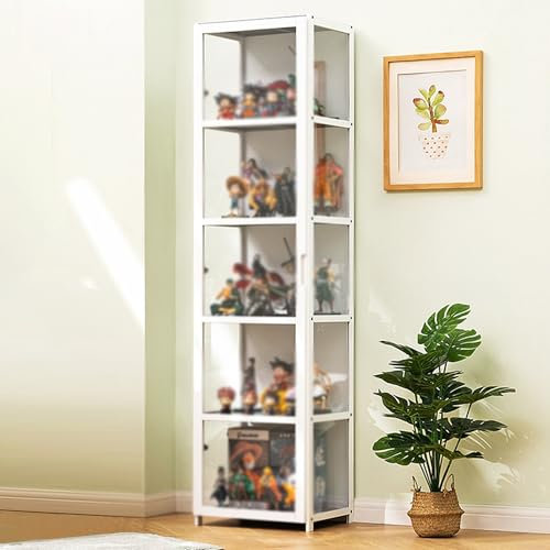ZEOPLE Armoires de curiosités Vitrine en Verre pour Collection, Grande Vitrine, Armoire Vitrine, Armoire de Collection de Figurines et Objets rares(白,5段40cm)