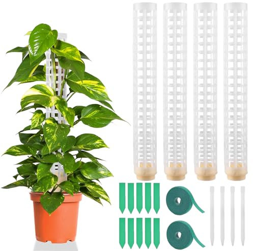 Herbst 4pcs Tutor Plantas, 24 cm Tutor Monstera Plástico, Tutor Musgo, Soporte Plantas Trepadoras Interior (Blanco)
