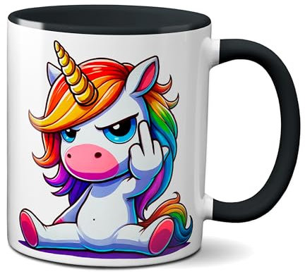 TassenKing Tasse Einhorn Mittelfinger Tasse Kaffee Tee Becher Büro Arbeit Einhorntasse Arbeitskollegin Frauen Kollegin Freundin lustig Bürotasse Geschenk Geburtstag Spruch verrückt