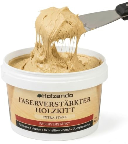 Holzando® Faserverstärkter Holzkitt Extra Stark – Holzspachtelmasse für Holz, OSB & Wände – Holz Reparaturset für Innen & Außen – Fensterkitt, Holzpaste, Wood Filler Kiefer hell 95-250gr
