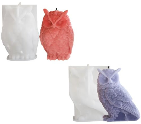 BRTNUP 2 PCS 3D Eulen Silikonformen, Tier Eulenform Silikon, Eulenform 3D Form Silikon Kerze DIY Kerzenform, Tierform Formen für Geburtstagsparty Dekoration