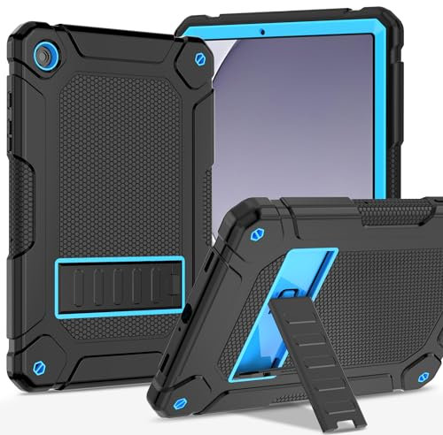 TOPWANT Case for Samsung Galaxy Tab A9 Plus 11 Inch 2023 (SM-X210/X216/X218), with Kickstand, Hybird Shockproof Rugged Protective Case for Samsung Tab A9+ 11 2023, Black and Blue