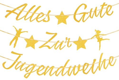Jugendweihe Deko, Deko Jugendweihe Junge Mädchen, Jugendweihe Banner Alles Gute zur Jugendweihe Banner Jugendweihe Girlande Papier Hängende Jugendweihe Deko für Jugendweihe Party Deko (Gold)