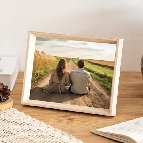 Calefee Bilderrahmen 13x18, Fotorahmen mit Aufsteller aus MDF-Holz, Fotorahmen Querformat oder Hochformat für Hochzeitsfoto, 1 Stück