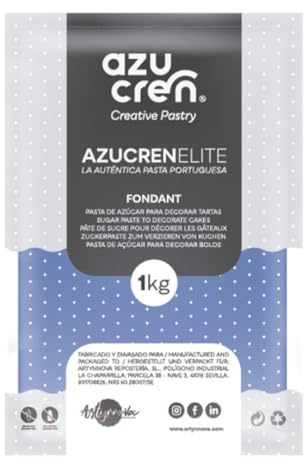 Azucren, Rollfondant, Einfach zu Verwenden, Glatt, Flexibel, weich und Biegsam, Perfekt zum Dekorieren von Kuchen, Halal, Koscher, Glutenfrei, Zitronen-Aroma, 1 Kg (Blau)