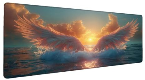 Alfombrilla Ratón, Alfombrilla Gaming Ala XXL 1200x600x3mm, Extendida Base de Antideslizante Caucho Mouse Pad Atardecer, Protector Escritorio con Bordes Cosidos, Mejora la precisión y la Velocidad W-3