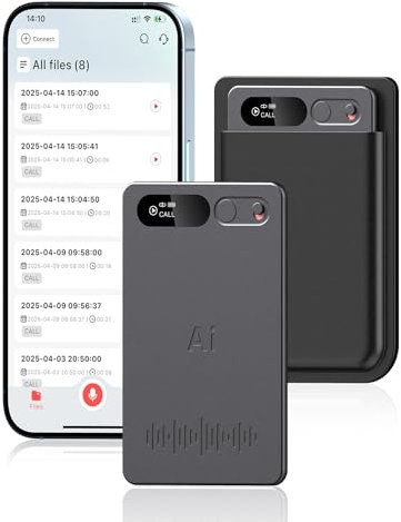Enregistreur Vocal avec Boîtier Noir, Transcription et Résumé de Haute Technologie, Prise Charge de Plusieurs Langues, Contrôle par Application, Stockage de 64 Go, Adapté Réunions, Appels dictaphone