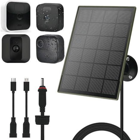 3W/5V Solarpanel mit Biuld-In 6000 mAh Batterien,kompatibel mit Blink-Kamera,für Blink Outdoor 4(4. Generation)/Outdoo/Indoor (3. Generation) XT3 und XT/XT2 Kamera,IP65,mit 3m langem Kabel