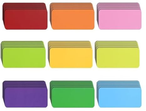 108 Pcs Magnetstreifen Beschreibbar, 8x3cm, Wiederverwendbar, Löschbar, 9 Farben Magnetschilder Magnete zum Beschriften, für Lehrerbedarf Home Office Kühlschrank Whiteboard Klassenzimmer Magnettafeln