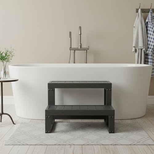 Whirlpool Treppe, 2-stufige Treppe 60x54cm, WPC Material wasserfest, Pool Treppe für Whirlpool & Pool