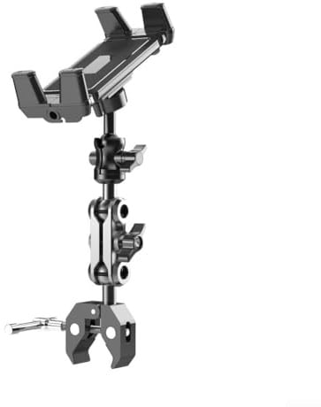 Soporte de micrófono para tablet, soporte de aleación de aluminio, abrazadera ajustable para tabletas y teléfonos de 5 1 a 15 6 pulgadas para grabación de música, llamadas y uso activo