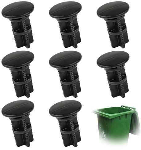 8Pcs Wheelie Bin Lid Hinge Pins 38mmx18mm, Replacement Pins Compatible with Otto/ESE (New Type) Household or Commercial 240 Litre Wheelie Bins Black