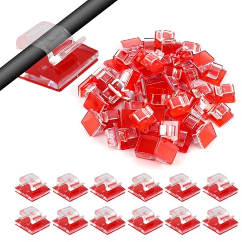 100 Pcs Transparent Self Adhesive Hooks, 1.4 * 1.4 cm Fairy Outdoor Light Hooks, Cable Management Clips for Wire Organisation, Solar Light Hooks,String lights, Fairy Lights, Electric Wires, Desk, Wall