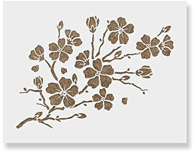 Cherry Blossom Stencil - Cherry Blossom, Nature Stencil, Cherry Blossom Art, Stencil of Blossom, Tree Branch Stencil