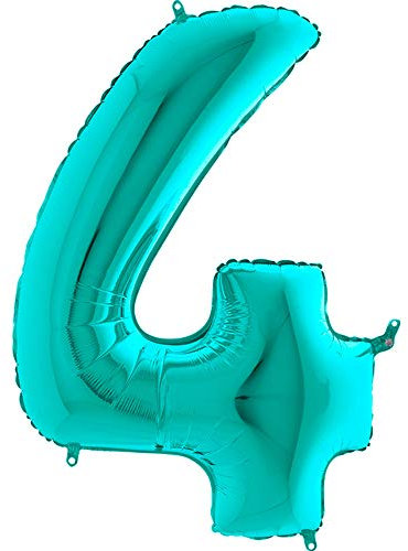 Ballonim Zahlenballon 0-9 100 cm Tiffany blau türkis Mint Luftballon Zahlen Helium Luftballons XXL (Zahl 4)