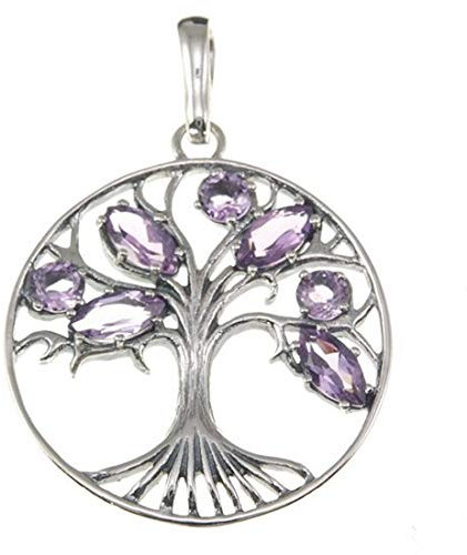 Anhänger Baum des Lebens Amethyst klar 925 Silber + Silberkette