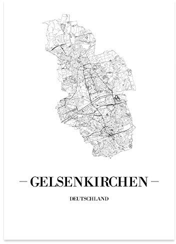 JUNIWORDS Stadtposter, Gelsenkirchen, Wähle eine Größe, 30 x 40 cm, Poster, Schrift A, Weiß